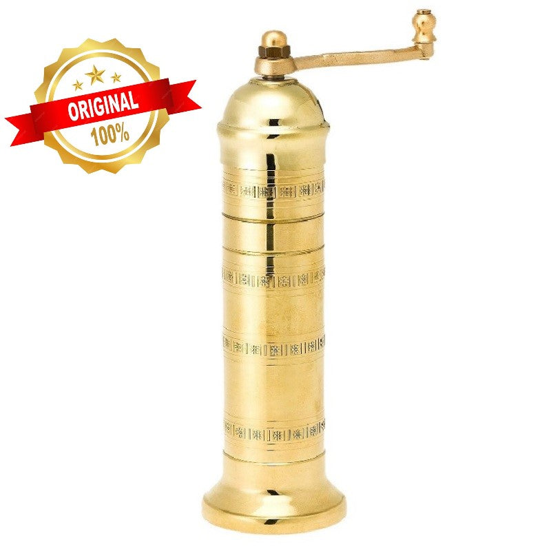 Set of 2 Greek European Genuine Mills Traditional Brass Pepper Handcrafted #105 10″ & Salt #108 8'' Vintage