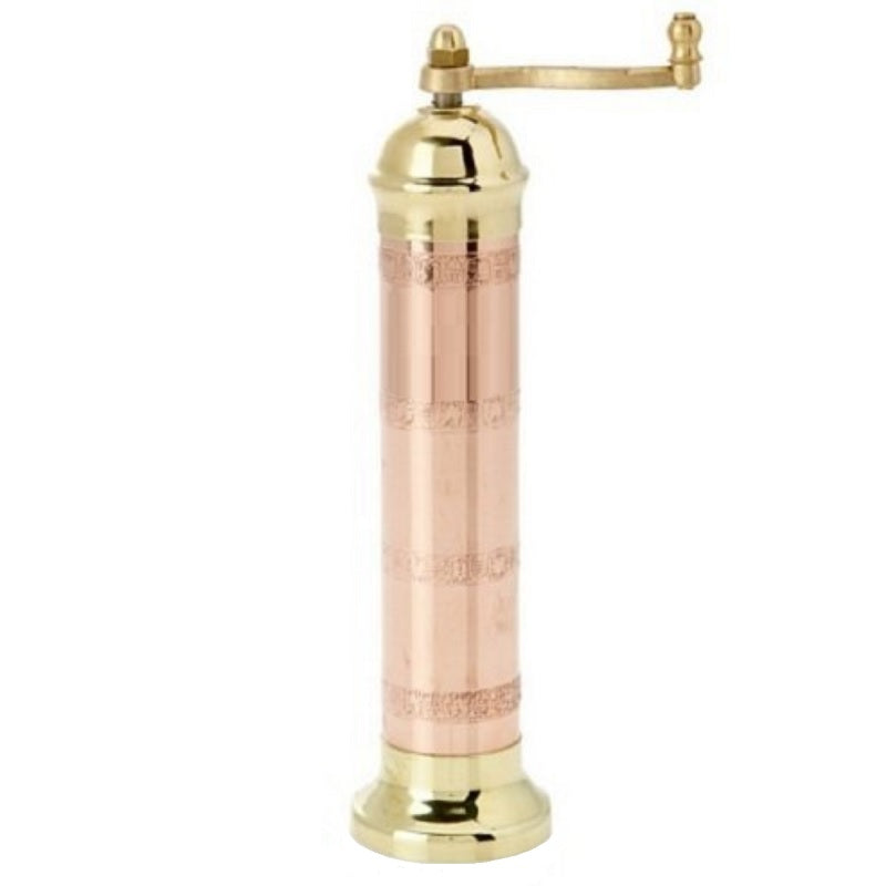 Set of 2 Greek European Genuine Mills Copper-Brass Pepper Mill #414 9″ & Copper-brass salt #419 9"