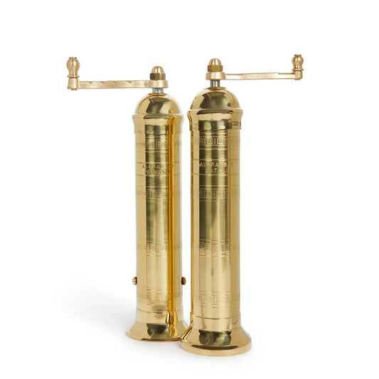 Greek European Genuine 2-Piece Brass Pepper Mill set 9" & Salt 8" #104/108