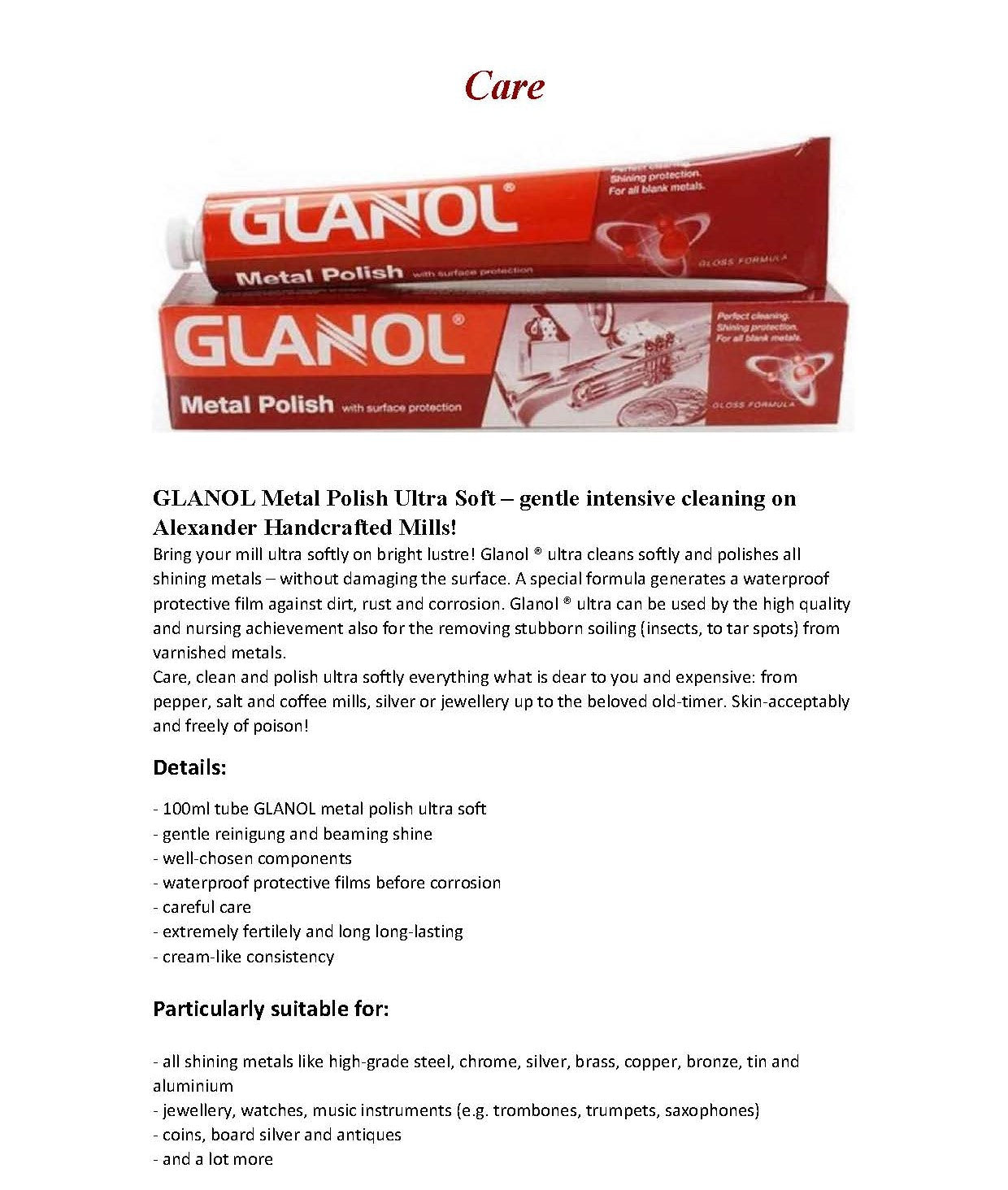 ALEXANDER ATLAS KARYATIS Spare Parts Pepper Mill Mechanism Salt Brass Crank Handle Knob