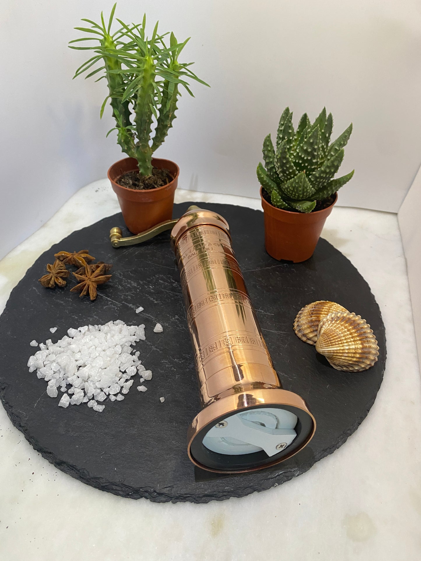 Set of 2 Alexander Mixed Brass & Copper set: Copper Pepper Mill 10"/10-inch & Brass Salt Mill Grinder mill 9"/9-inch Elegant- Absolutely Exquisite Luxury Kitchen Gift Shaker 405/109