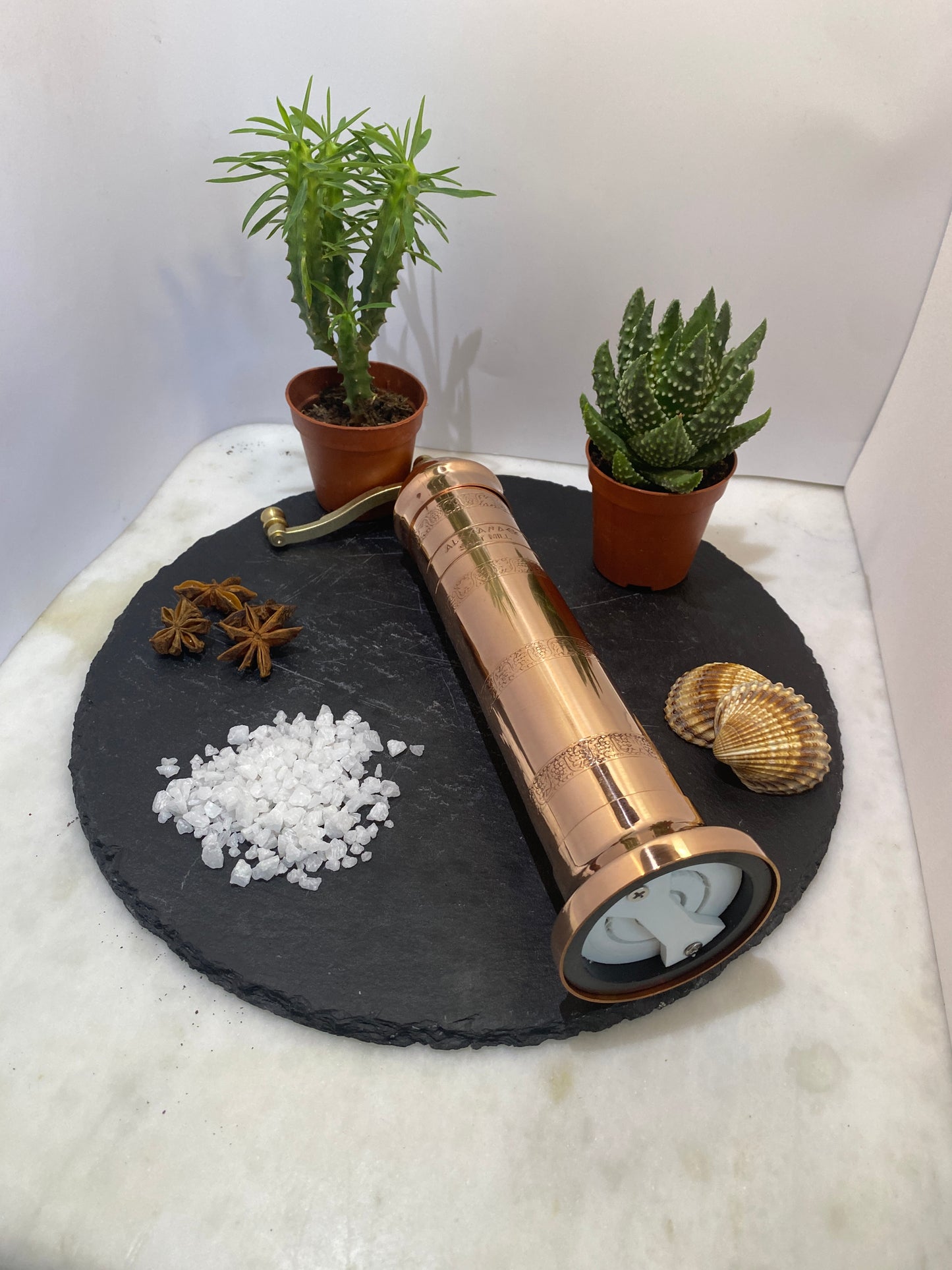 Set of 2 Alexander Mixed Brass & Copper set: Copper Pepper Mill 10"/10-inch & Brass Salt Mill Grinder mill 9"/9-inch Elegant- Absolutely Exquisite Luxury Kitchen Gift Shaker 405/109